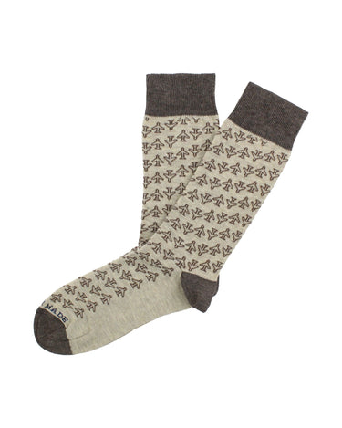 Beige/Brown Airplane Sock - 8602 - 35615 - Hammer Made