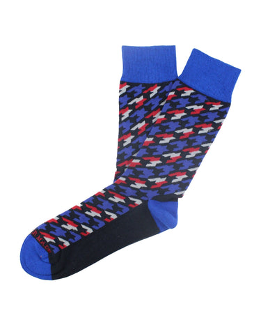 Blue two - tone houndstooth sock - 14554 - 74108 - Hammer Made