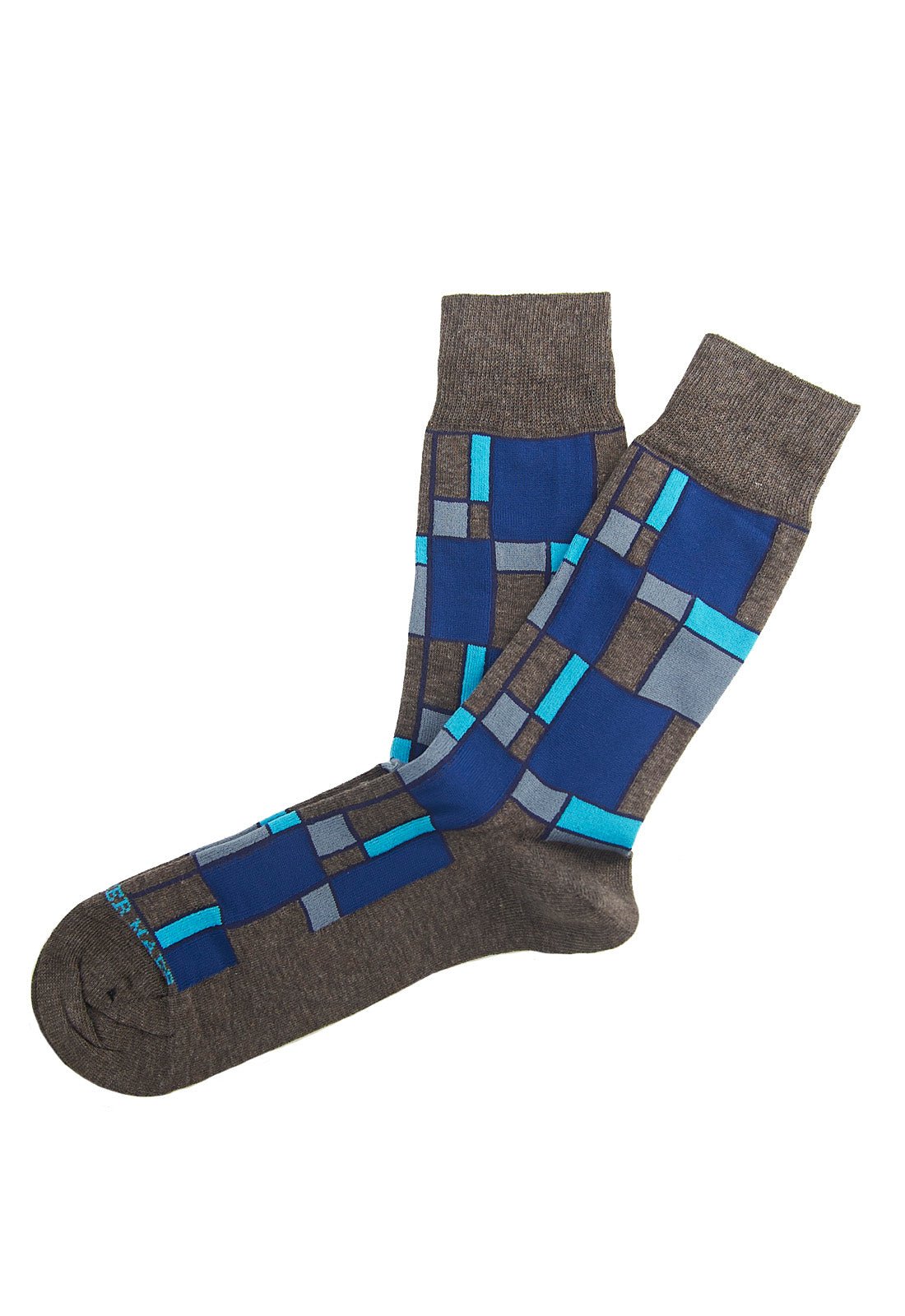 Brown/blue block sock - 9827 - 36508 - Hammer Made