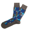 Brown/blue block sock - 9827 - 36508 - Hammer Made