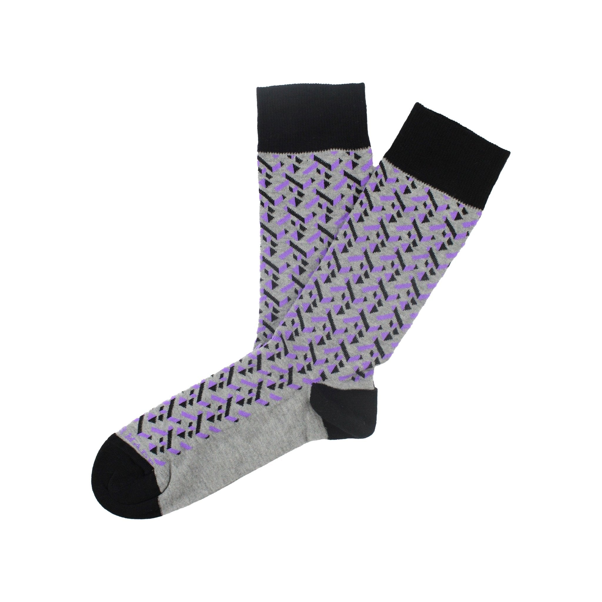 Grey/purple geometric sock - 14548 - 74102 - Hammer Made