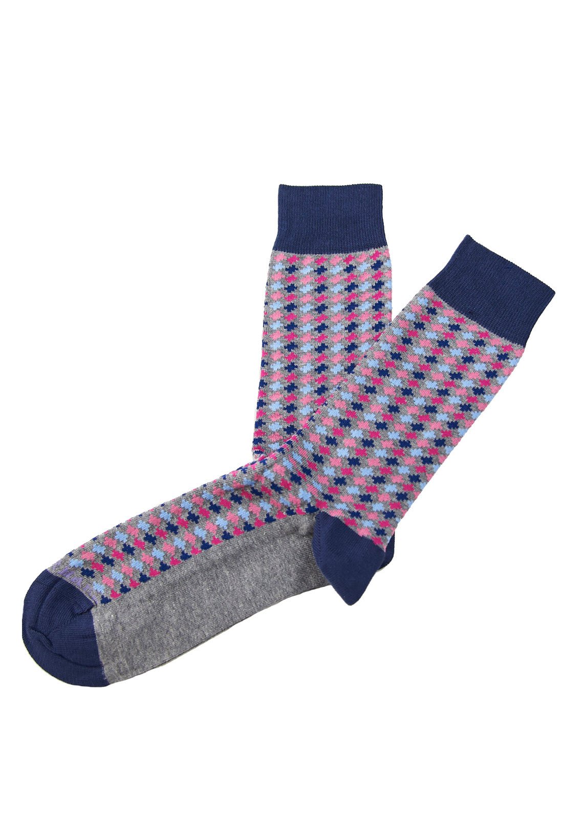 Grey/purple houndstooth sock - 6476 - 31633 - Hammer Made