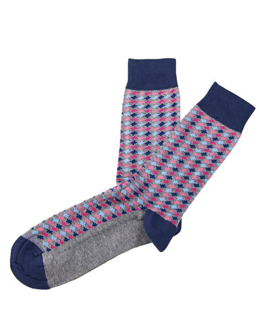 Grey/purple houndstooth sock - 6476 - 31633 - Hammer Made