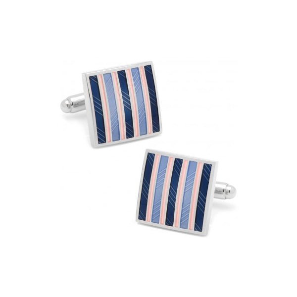 Pink/Navy Striped Square Cufflinks - 5199 - 24112 - Hammer Made