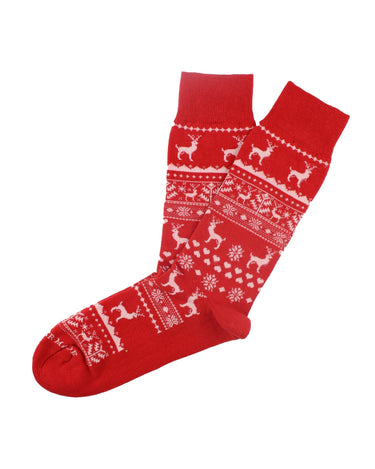 Red/white fair isle sock - 14580 - 74115 - Hammer Made