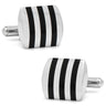 Stainless Steel Striped Onyx Cufflinks - 14849 - 75440 - Hammer Made